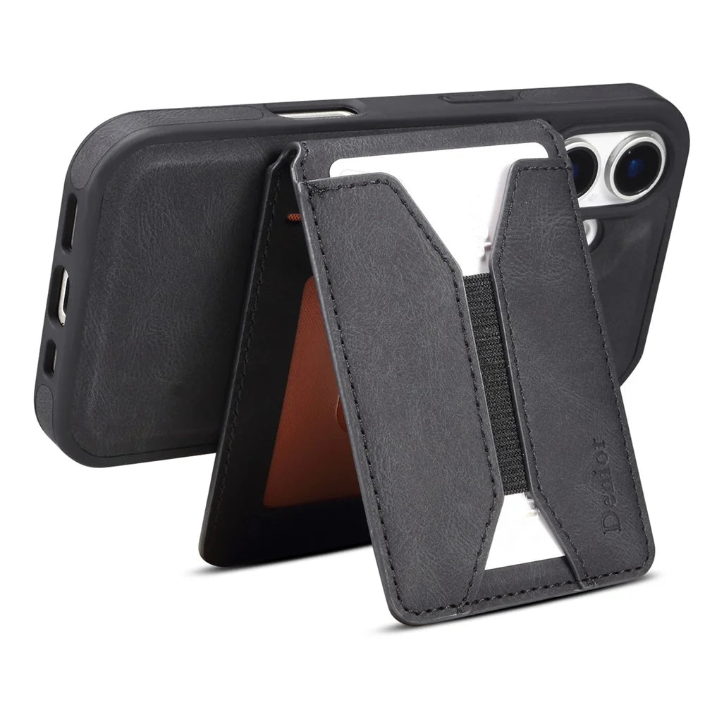 DENIOR D17 For iPhone 16 Plus Case Compatible with MagSafe Card Bag Phone Cover - Black - 2