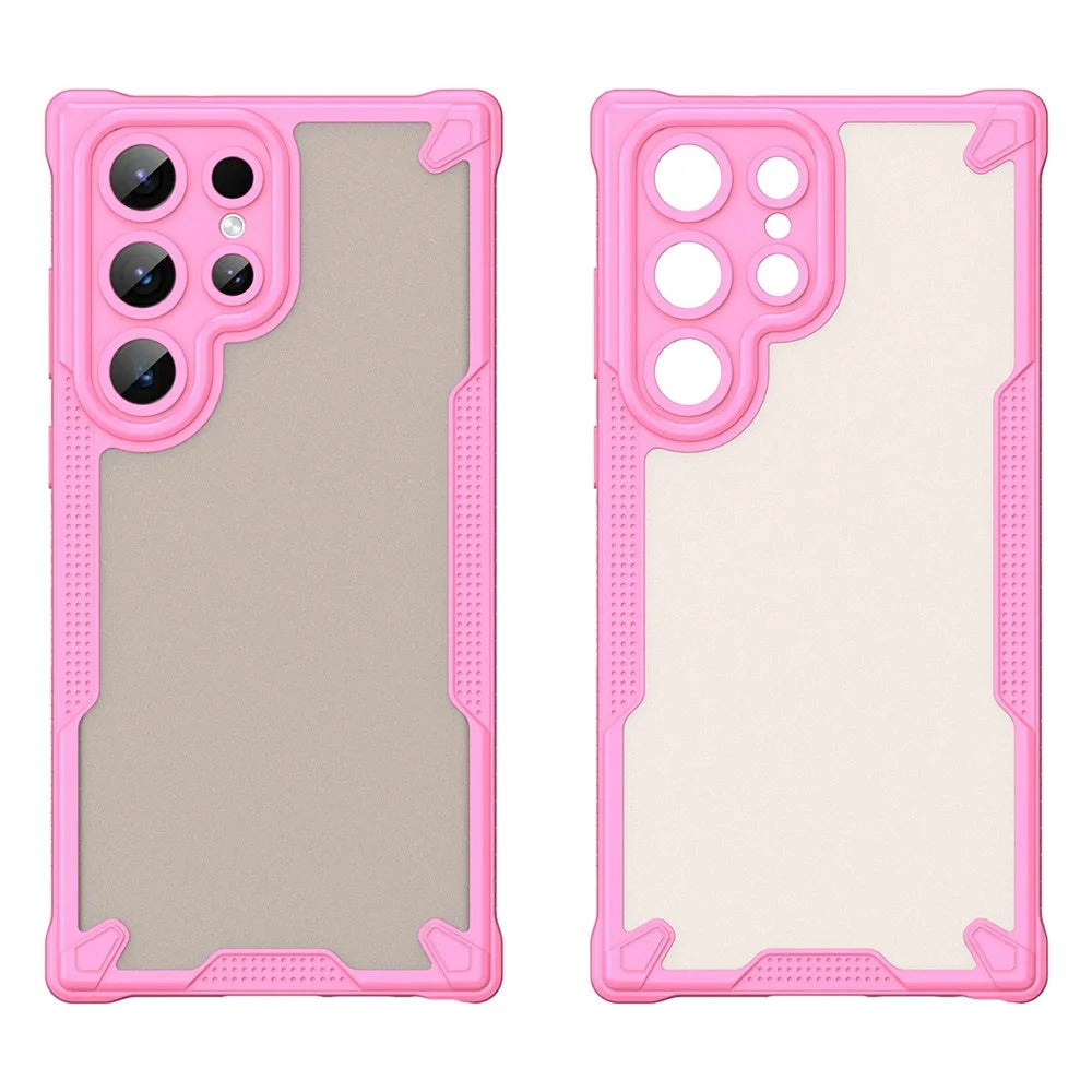 For Samsung Galaxy S23 Ultra Case PC+TPU Frosted Phone Back Cover - Pink - 2