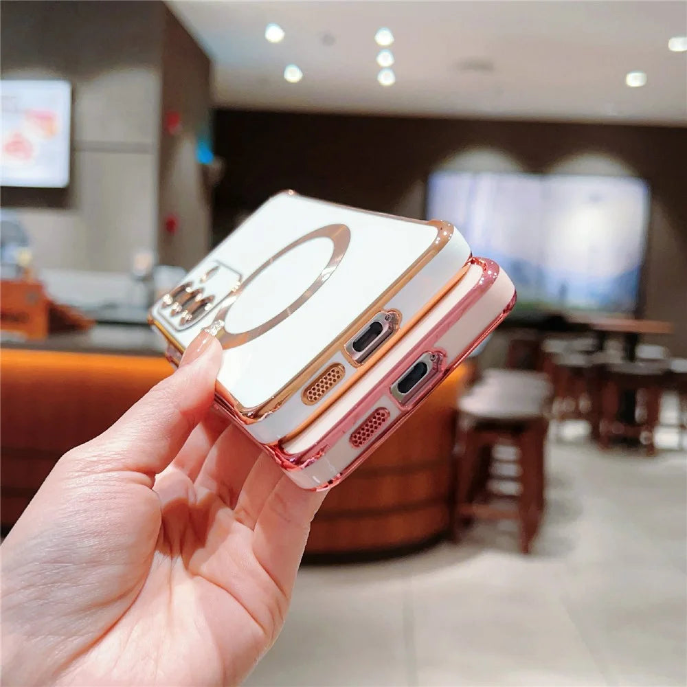 For Samsung Galaxy S24+ Magnetic Case Electroplating TPU Phone Cover - Blue - 7