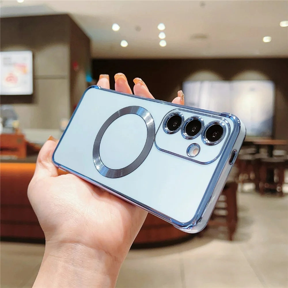 For Samsung Galaxy S25+ Magnetic Case Electroplating TPU Phone Cover - Blue - 2