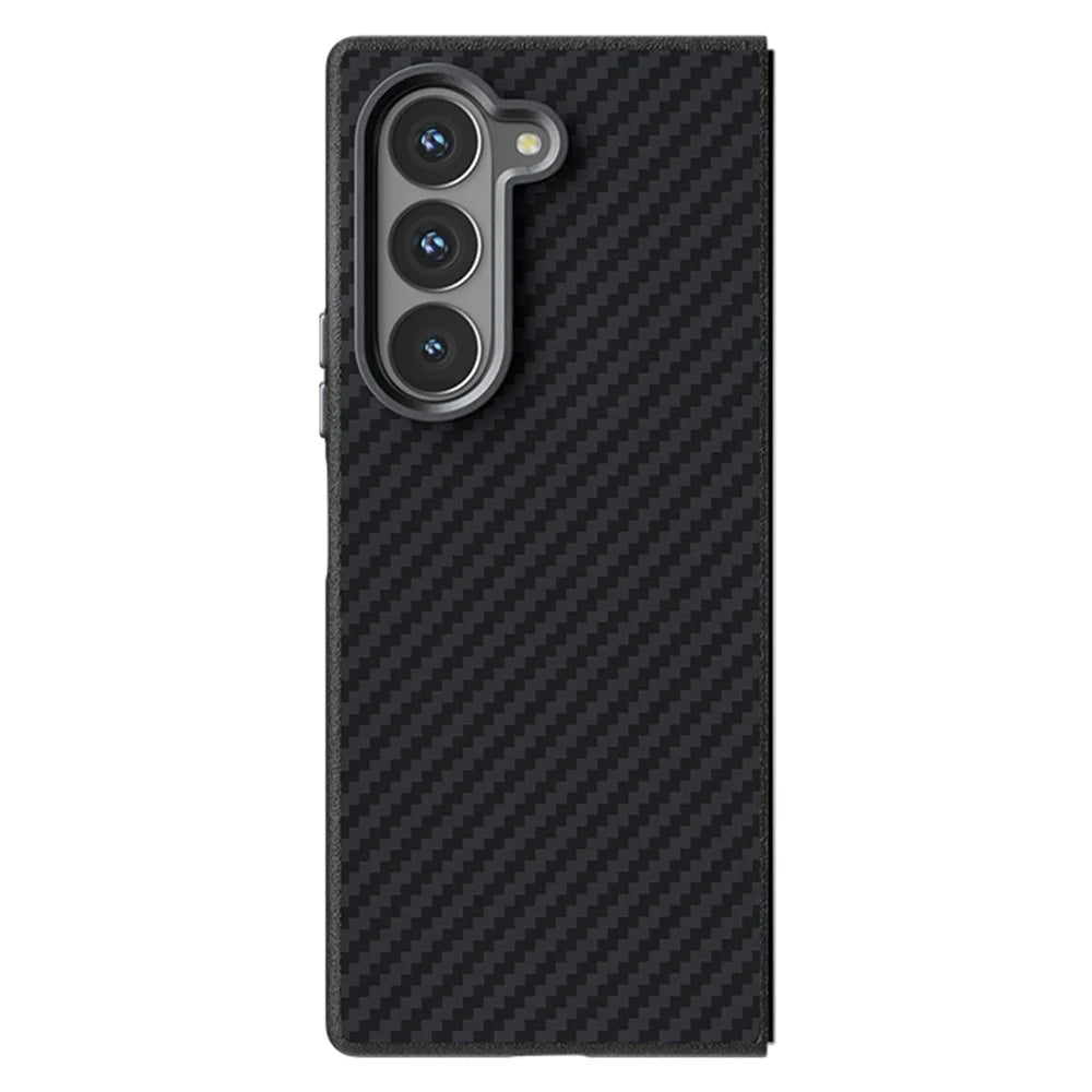 ABEEL For Samsung Galaxy Z Fold 5G Magnetic Case Carbon Fiber Texture Back Cover - Black - 1