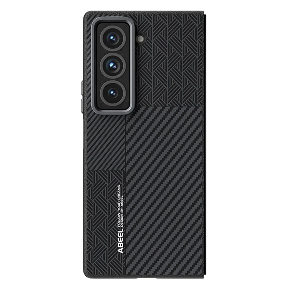 ABEEL For Samsung Galaxy Z Fold Special Magnetic Case PC + Aluminum Alloy + PU Leather Slim Phone Back Cover - Texture 3 - 1