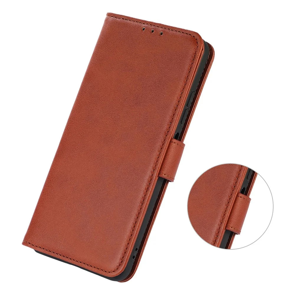 For Samsung Galaxy A56 5G Case Cowhide Texture Leather Wallet Phone Cover with Stand - Brown - 5