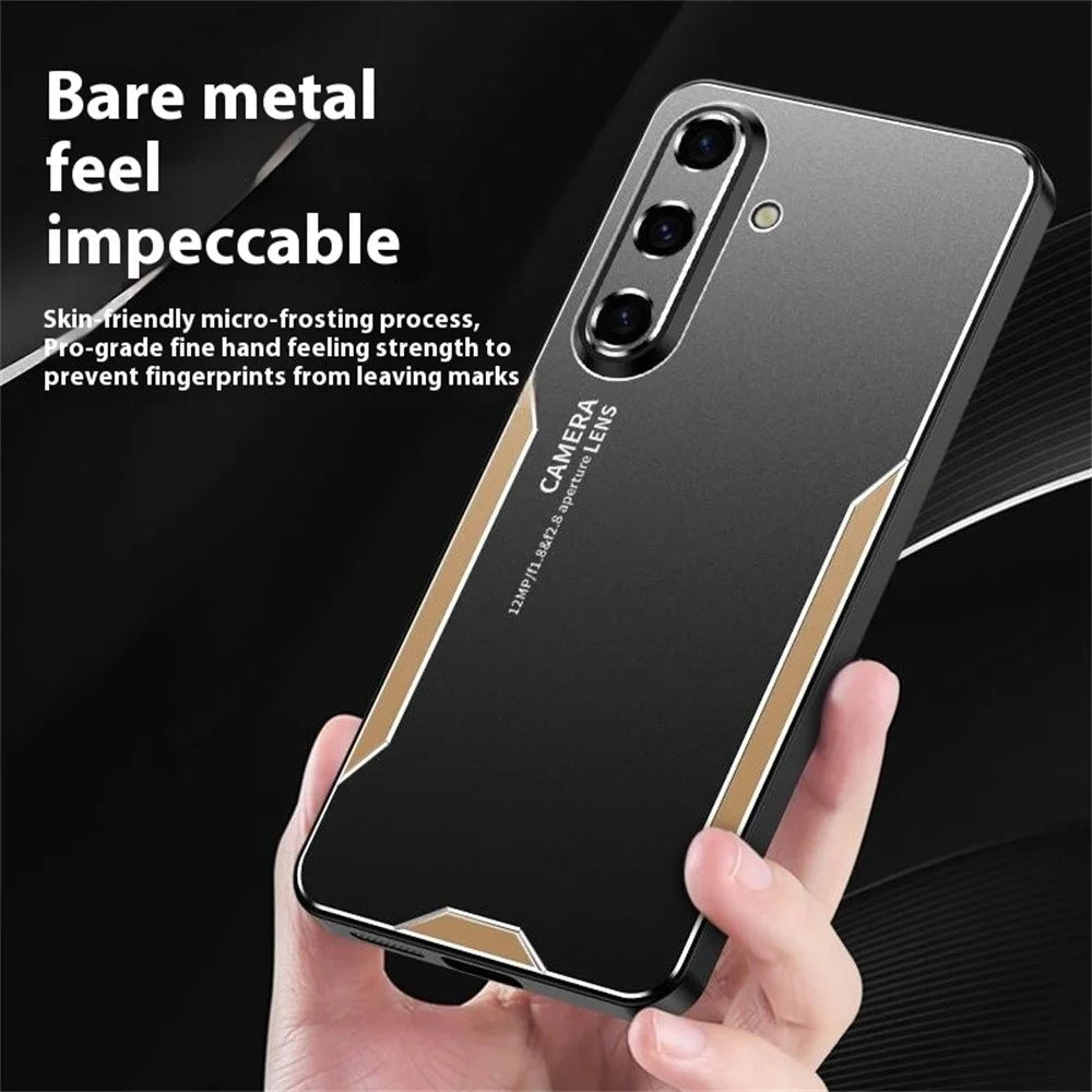For Samsung Galaxy A56 5G Phone Case Aluminium Alloy TPU PC Back Cover - Gold - 6