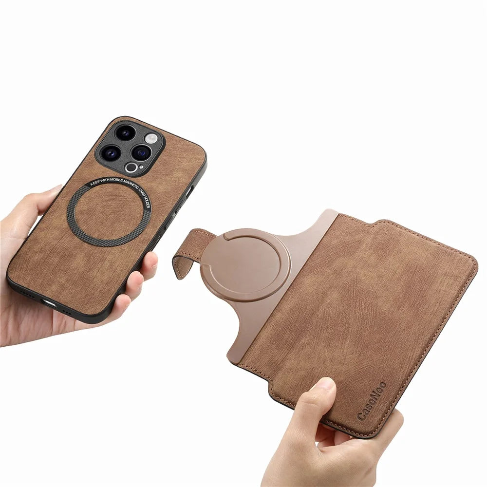CASENEO MW-03 For iPhone 13 Pro Max Case with Detachable Wallet Leather+TPU Phone Cover - Brown - 4
