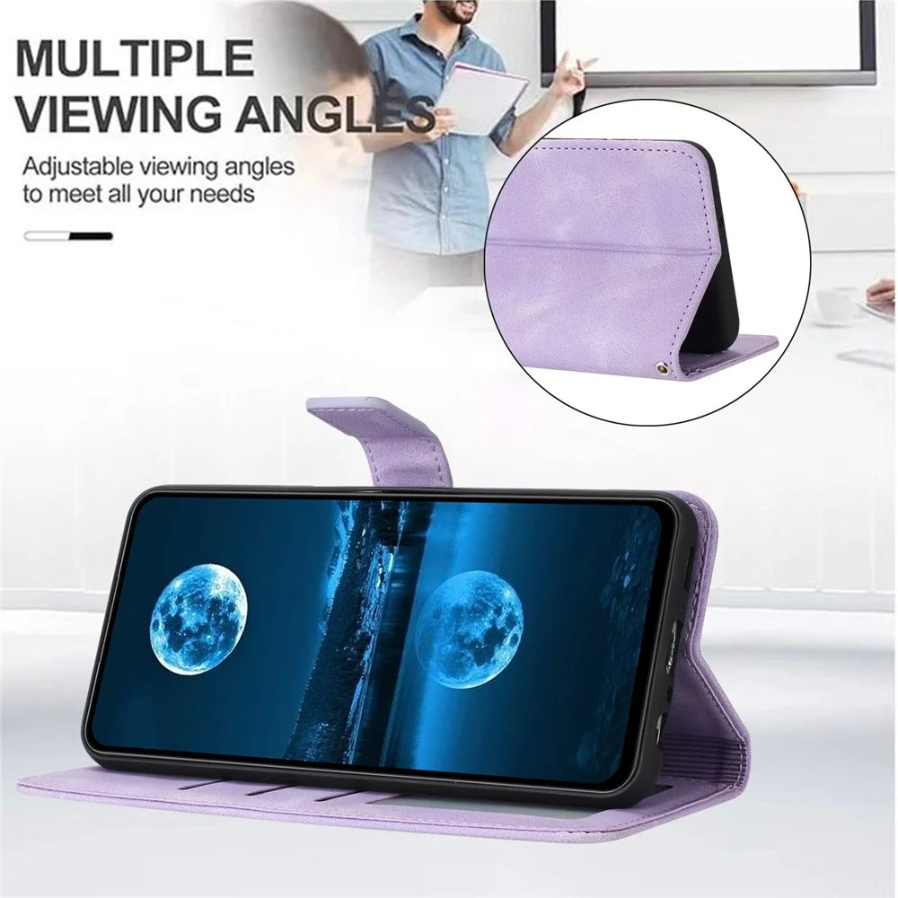 For Samsung Galaxy A26 5G Leather Case Solid Color Wallet Protective Phone Cover - Purple - 3
