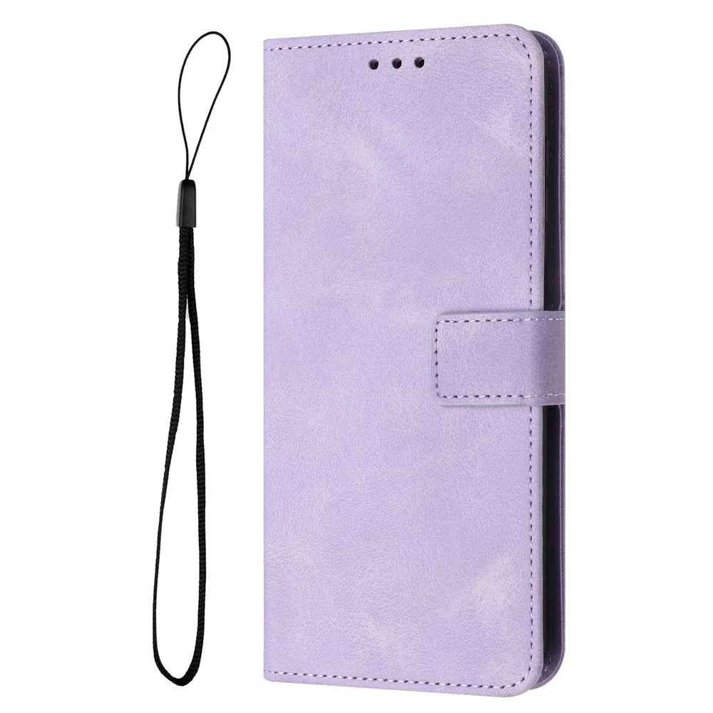 For Samsung Galaxy A26 5G Leather Case Solid Color Wallet Protective Phone Cover - Purple - 7