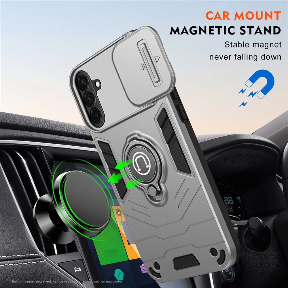 For Samsung Galaxy A56 5G Case Slide Camshield Kickstand PC+TPU Phone Cover - Grey - 2
