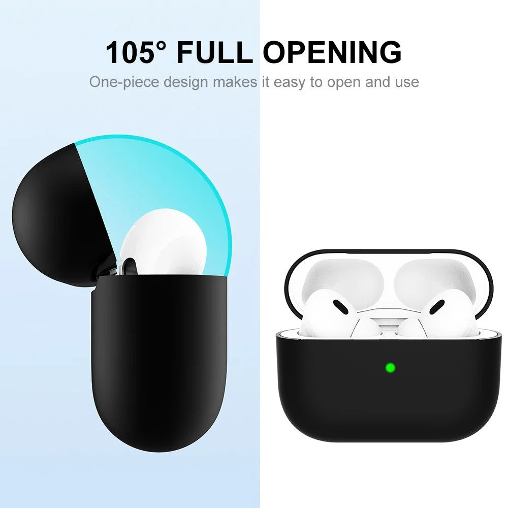 ENKAY HAT PRINCE Silicone Case for Apple AirPods Pro 2, Bluetooth-compatible Earbuds Drop-proof Ultra Thin Protective Cover - Black - 2
