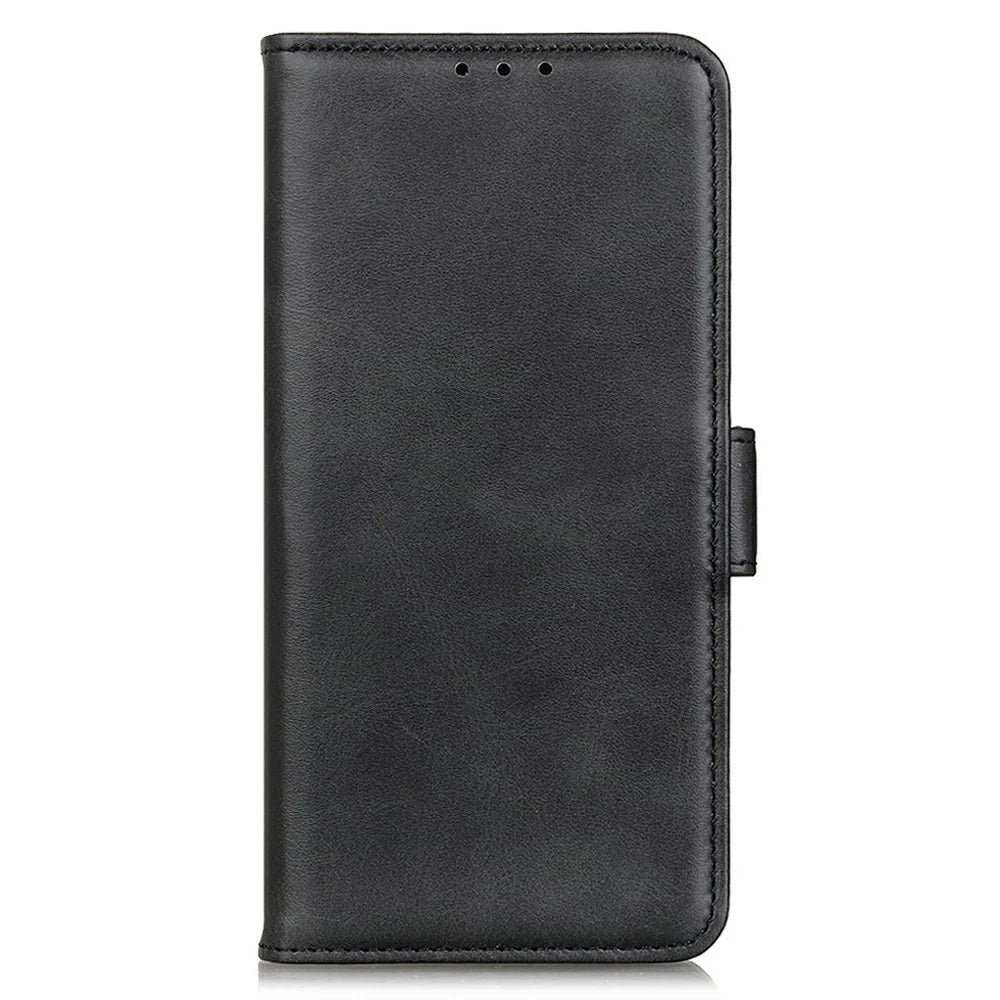For Samsung Galaxy A26 5G Case Stand Cowhide Texture PU Leather Phone Cover - Black - 5