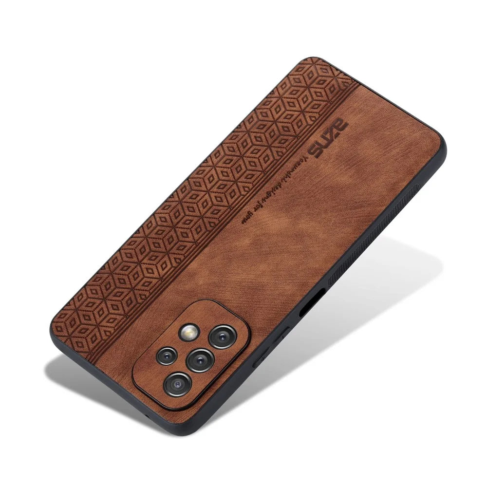 AZNS For Samsung Galaxy A13 4G Anti-scratch Cell Phone Cover Shell Imprinted Pattern PU Leather+TPU Phone Case - Brown - 3