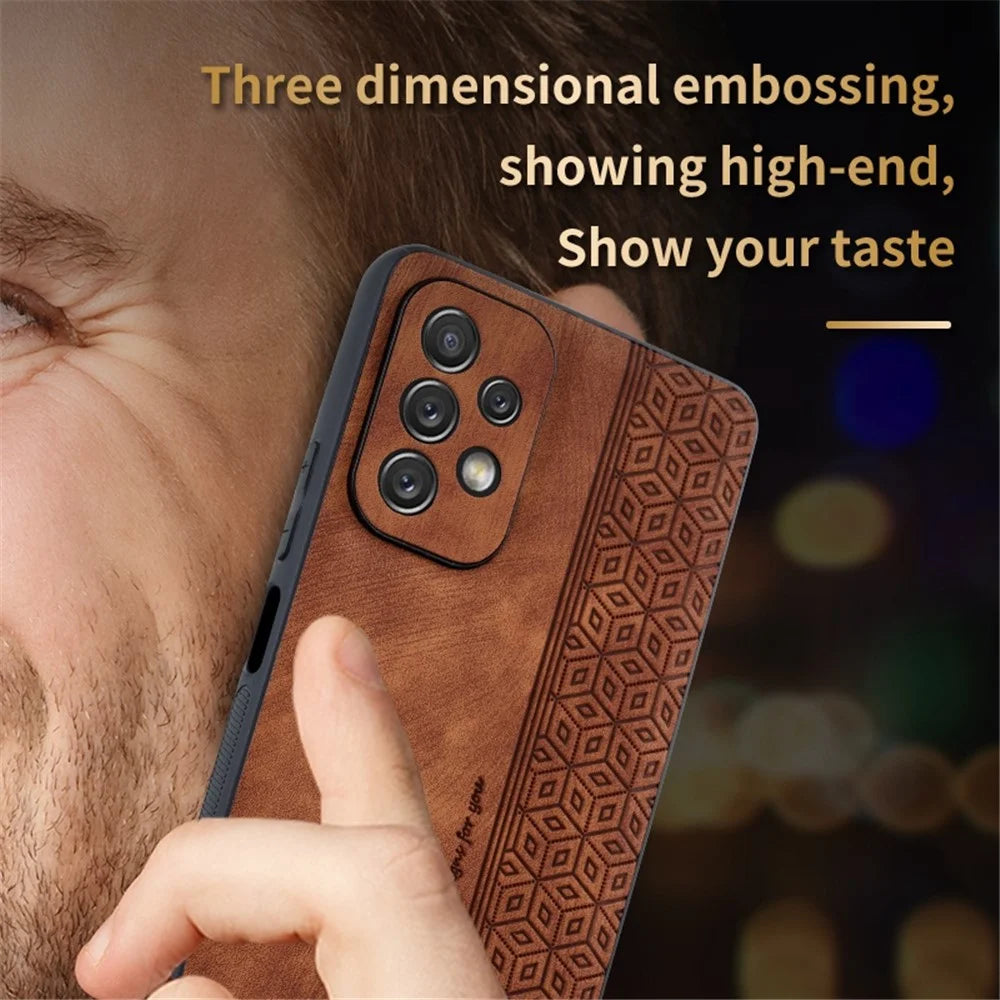 AZNS For Samsung Galaxy A13 4G Anti-scratch Cell Phone Cover Shell Imprinted Pattern PU Leather+TPU Phone Case - Brown - 6
