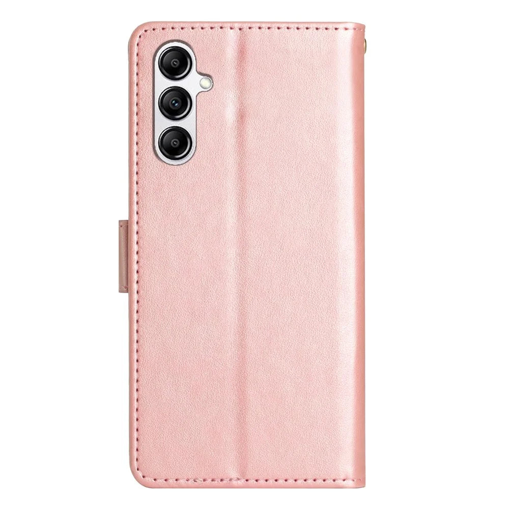 For Samsung Galaxy A56 5G Case PU Leather Phone Wallet Cover with Strap - Rose Gold - 7