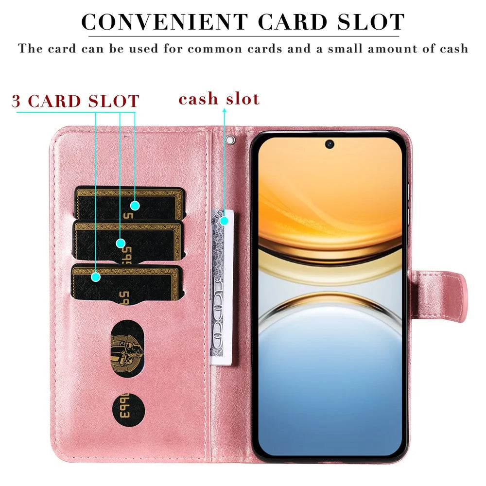 For vivo Y300 Pro 5G Case Zipper Wallet Calf Texture PU Leather Phone Cover - Pink - 6