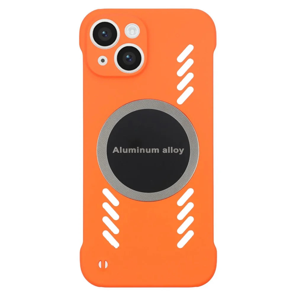 For iPhone 13 Case Hard PC Frameless Heat Dissipation Phone Cover - Orange - 1