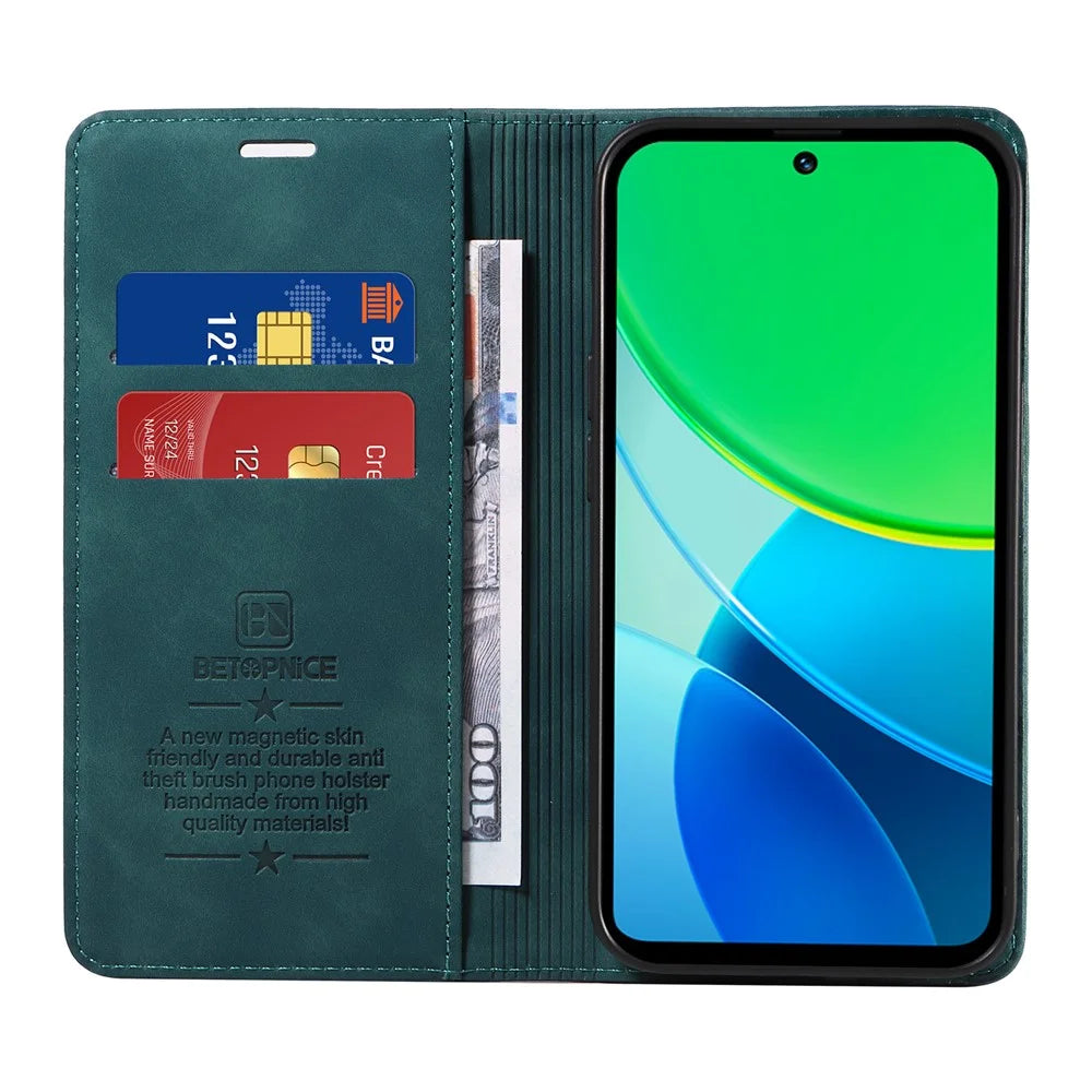 BETOPNICE 003 For vivo Y29 5G / Y19s 4G Wallet Case Leather Phone Cover with Stand - Green - 2