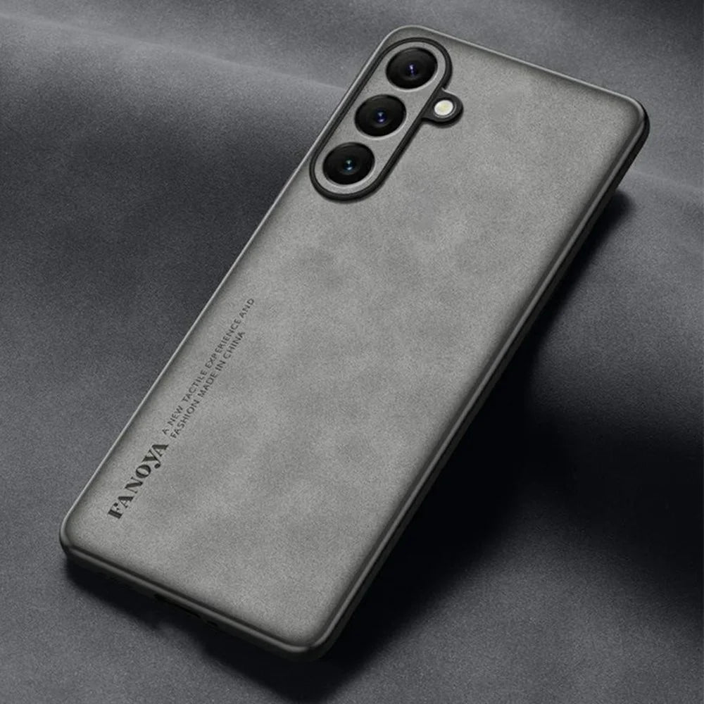 For Samsung Galaxy A56 5G Case Suede Leather Texture TPU + PU Phone Back Cover - Grey - 7