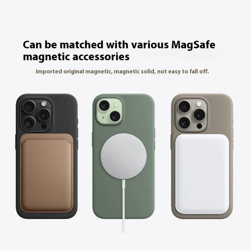 For iPhone 15 Pro Compatible with MagSafe Liquid Silicone Phone Back Cover (No Logo) - Deep Pink - 5