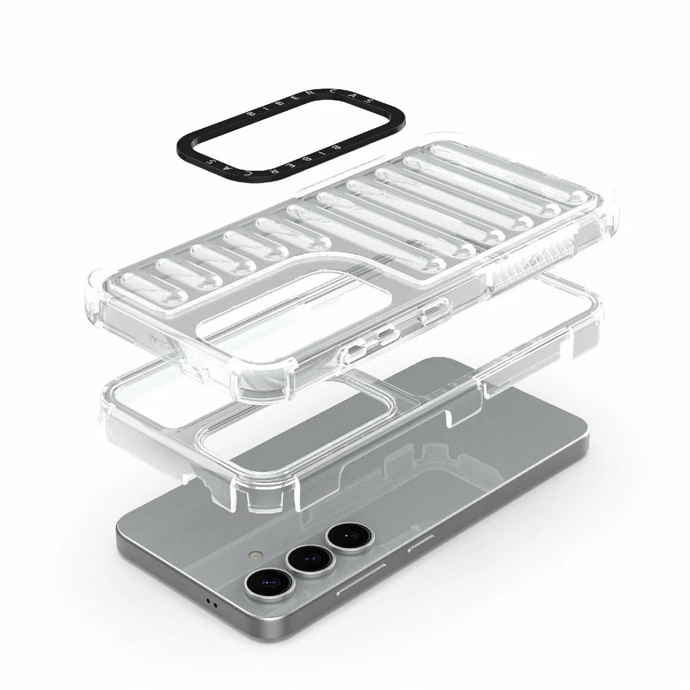 For Samsung Galaxy S25 Case Stripe Design Anti-Slip Detachable TPU+PC Phone Cover - Transparent - 2
