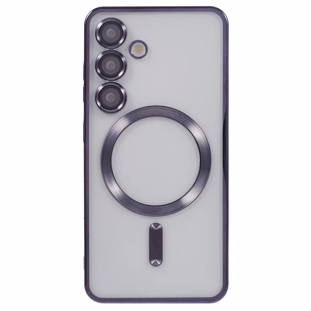 For Samsung Galaxy S24+ Magnetic Case Electroplated TPU Phone Cover with Lens Film - Black - 1
