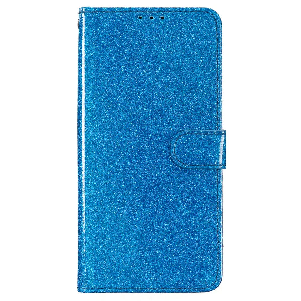 For Samsung Galaxy A56 5G Wallet Case Glitter Anti-Scratch Leather Phone Cover Stand - Blue - 5