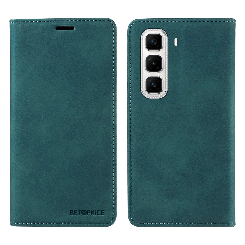 BETOPNICE 003 For Infinix Hot 50 Pro+ 4G Wallet Case Leather Phone Cover with Stand - Green - 1