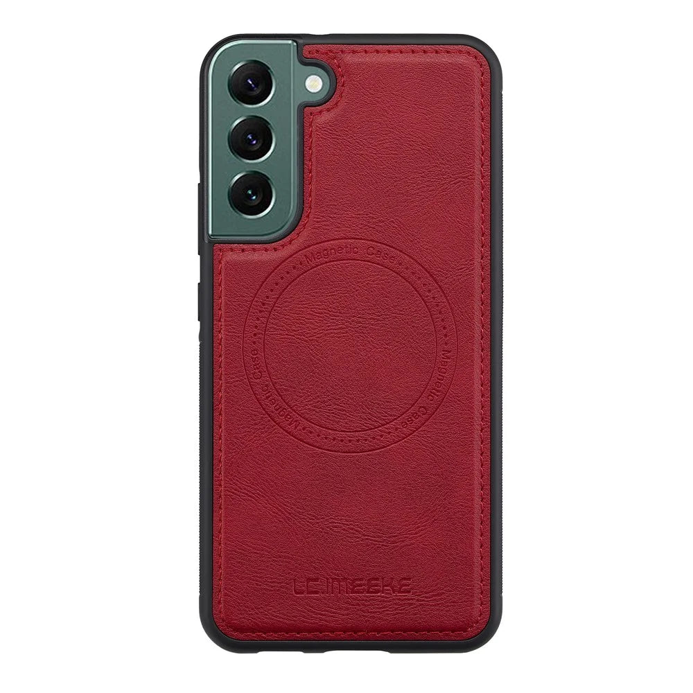 LC.IMEEKE L3 For Samsung Galaxy S21 FE 5G Magnetic Case Detachable Card Holder Leather TPU Mobile Cover - Red - 3