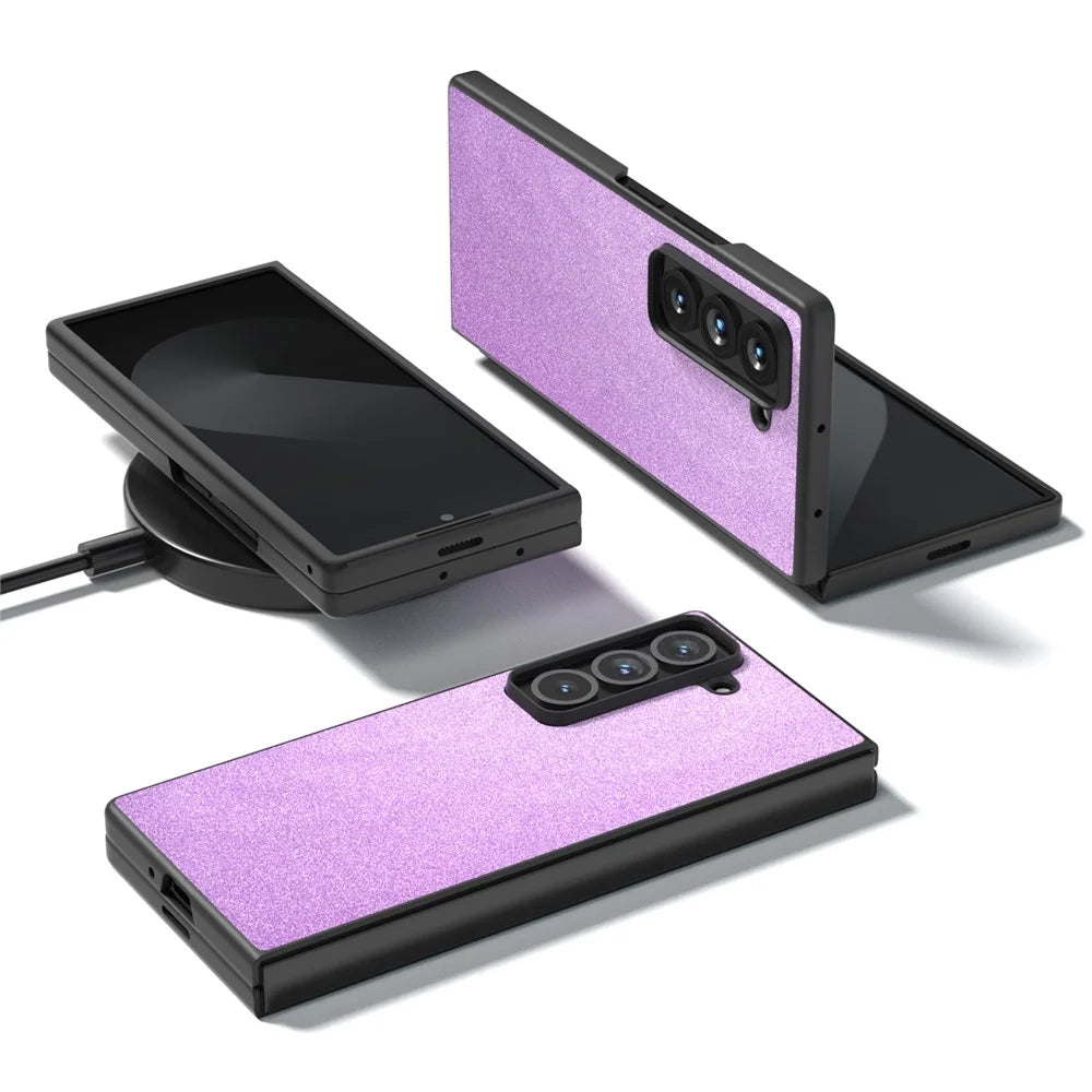 For Samsung Galaxy Z Fold Special Case Glitter Leather+PC Phone Cover - Purple - 5