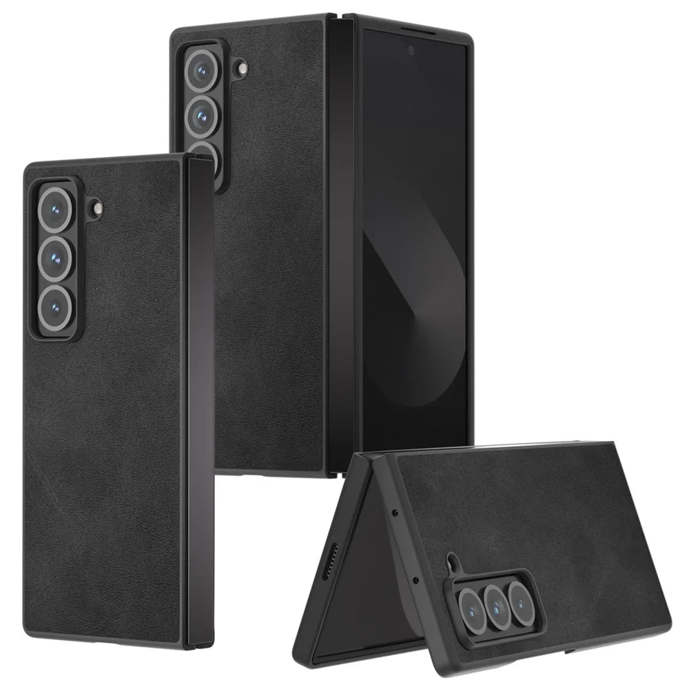 For Samsung Galaxy Z Fold Special Case Cowhide Texture Hard PC + PU Protective Phone Cover - Black - 2