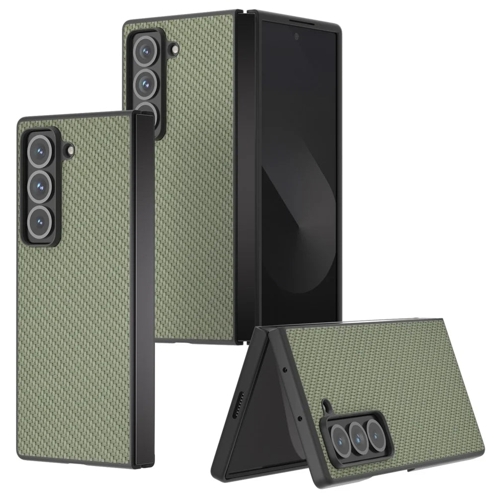 For Samsung Galaxy Z Fold Special Case Carbon Fiber Texture PU+PC Phone Cover - Green - 2