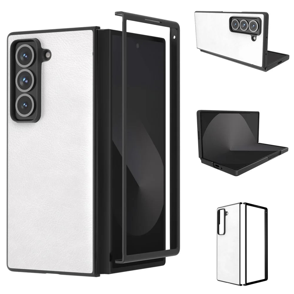 For Samsung Galaxy Z Fold Special Case Litchi Texture PU Leather+PC Phone Cover - White - 1