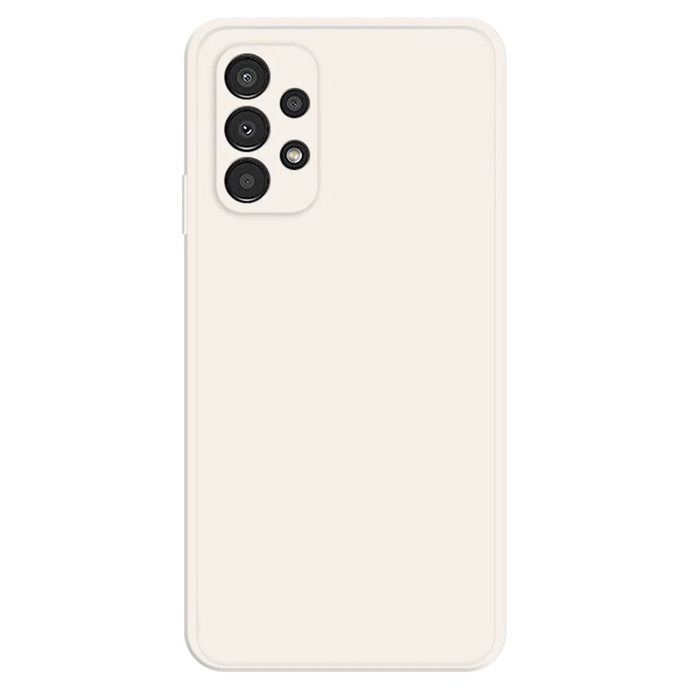 For Samsung Galaxy A13 4G Straight Edge Rubberized TPU Anti-drop Case Microfiber Lining Protective Cover - Beige - 1