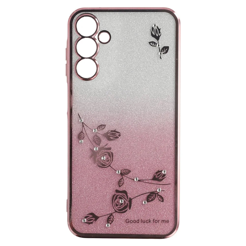 KADEM For Samsung Galaxy A36 5G Case Ring Kickstand TPU Flowers Phone Cover Gradient Glitter - Rose Gold - 3