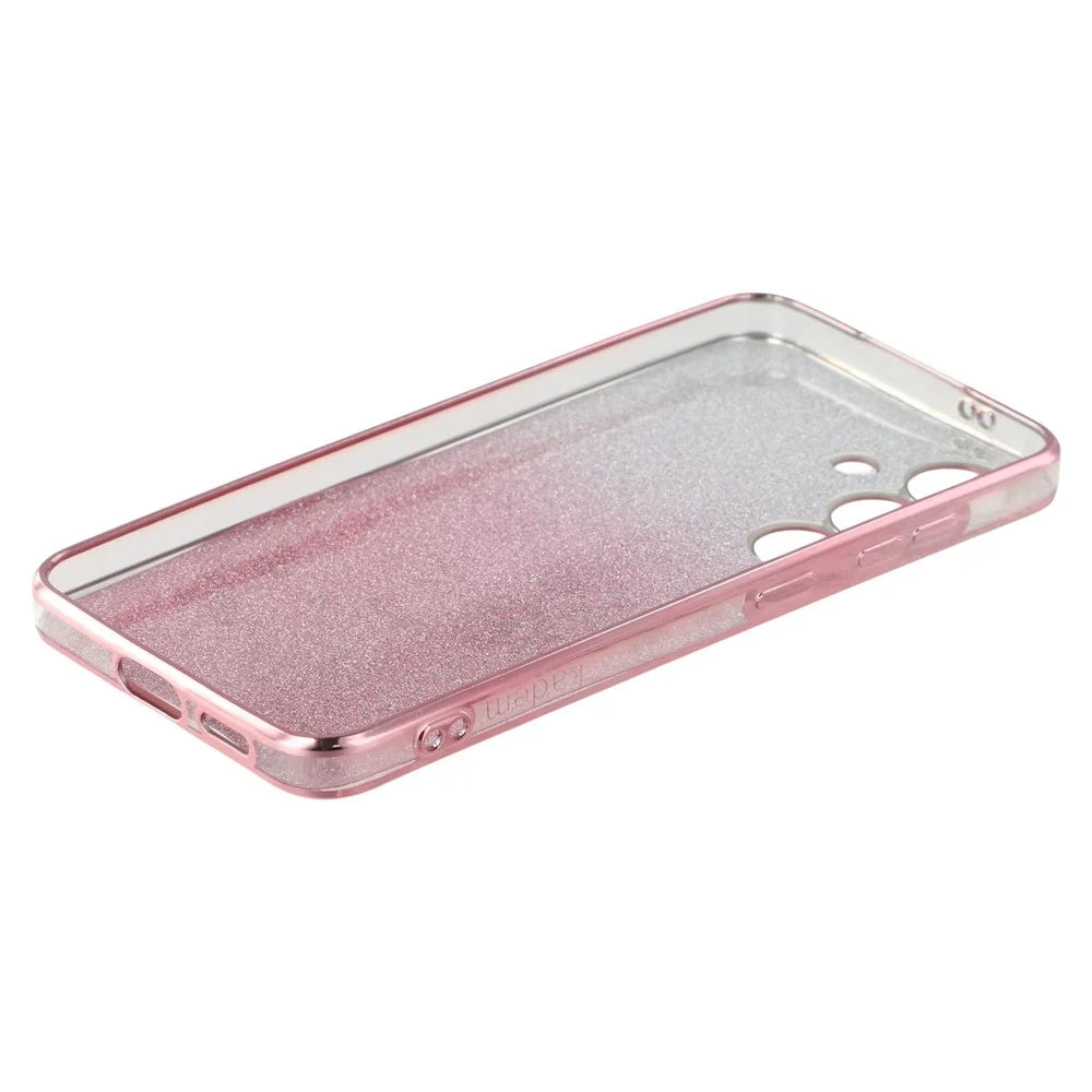 KADEM For Samsung Galaxy S25+ Case Ring Kickstand TPU Flowers Phone Cover Gradient Glitter - Rose Gold - 5