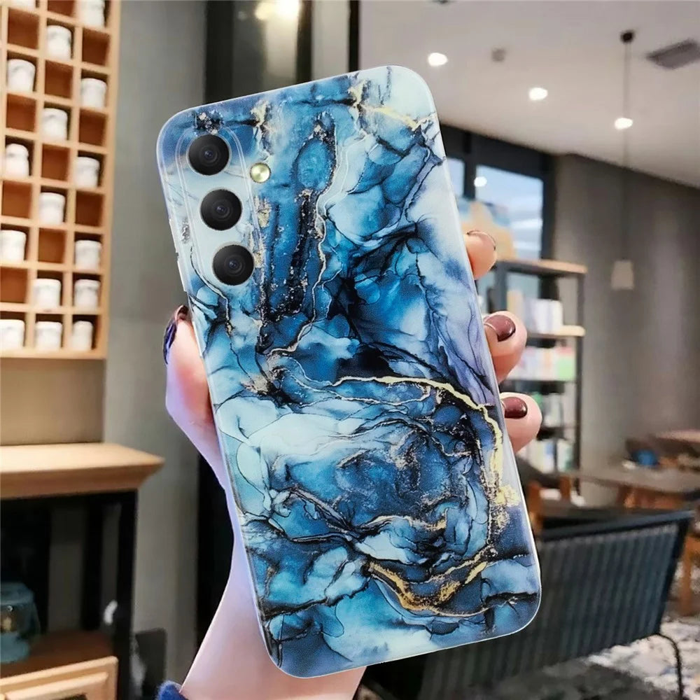 For Samsung Galaxy A36 5G Case Flexible TPU Marble Pattern Phone Cover - Grey - 4