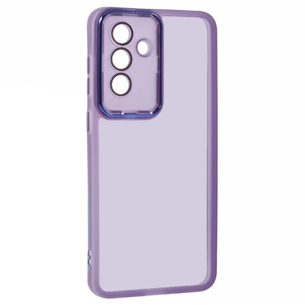 For Samsung Galaxy A26 5G Case Electroplated Camera Frame TPU Phone Cover - Transparent Purple - 3