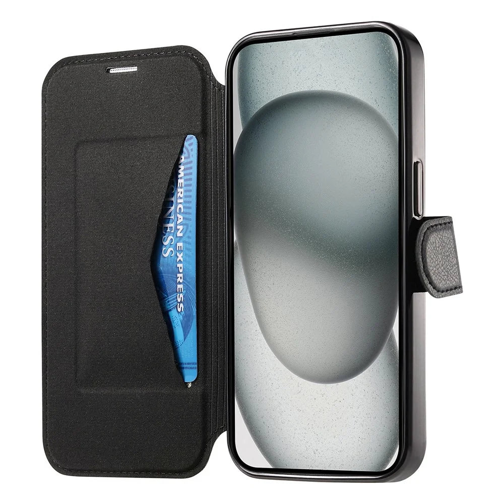 For iPhone 14 Plus Case Compatible with MagSafe Detachable Leather Phone Cover with Lens Film - Black - 2