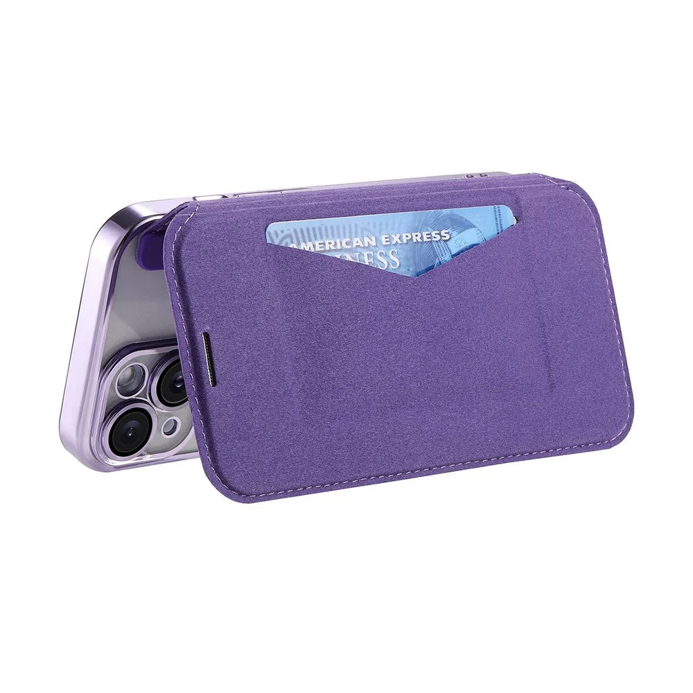 For iPhone 14 Case Compatible with MagSafe Detachable Leather Phone Cover with Lens Film - Light Purple - 4