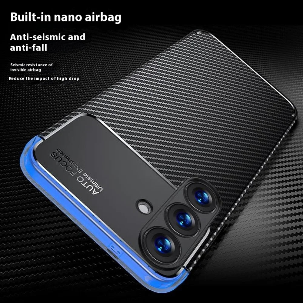 For Samsung Galaxy S25 Case Carbon Fiber Texture TPU Phone Cover Heat Dissipation - 5
