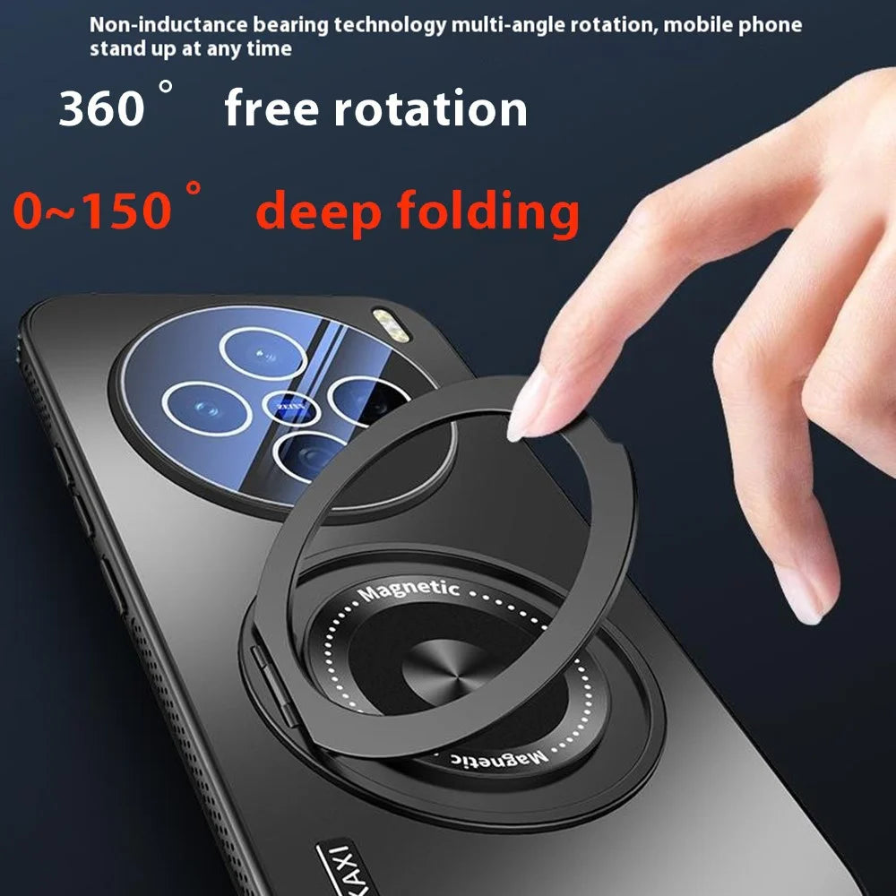 For vivo X200 5G Magnetic Case Kickstand TPU PC Heat Dissipation Phone Cover - Black - 4