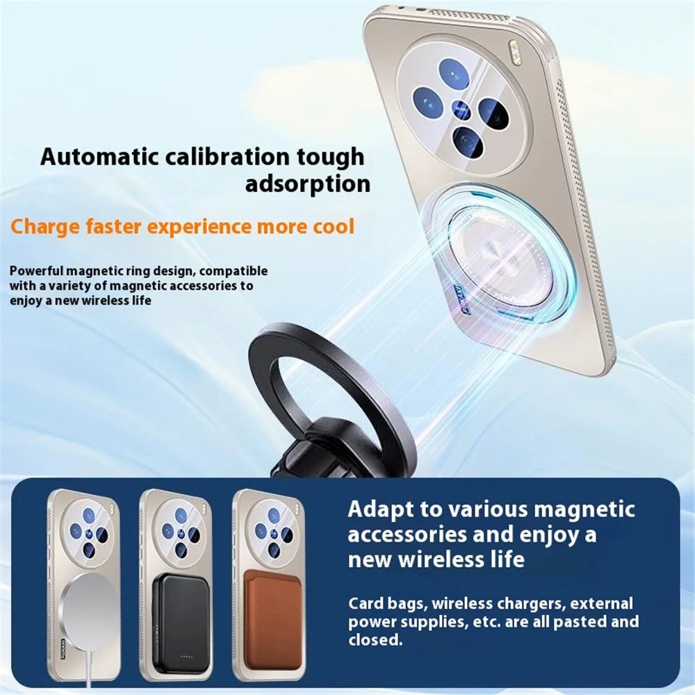 For vivo X200 5G Magnetic Case Kickstand TPU PC Heat Dissipation Phone Cover - Black - 7