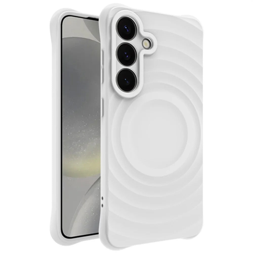 IMAK UC-6 Series for Samsung Galaxy S25 Case Water Drop Texture Anti-Skid Matte TPU Cover - Matte White - 1