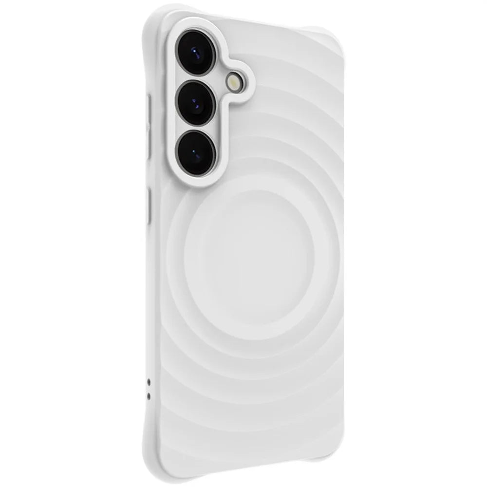 IMAK UC-6 Series for Samsung Galaxy S25 Case Water Drop Texture Anti-Skid Matte TPU Cover - Matte White - 3