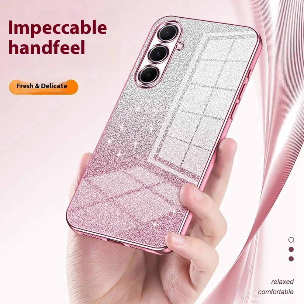 For Samsung Galaxy A56 5G Case Electroplating Gradient Glitter TPU Phone Cover - Pink - 6
