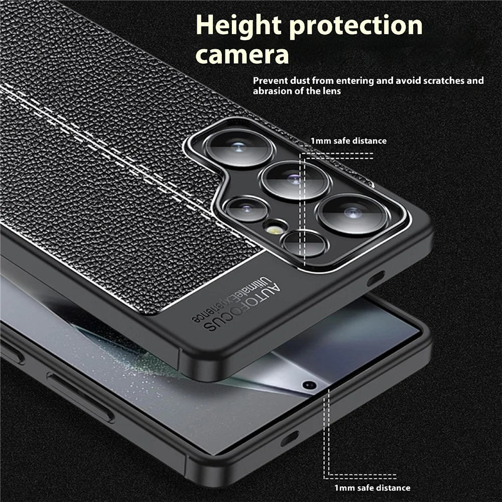 For Samsung Galaxy S25 Ultra Case Litchi Texture TPU Flexible Phone Cover, Black - 4