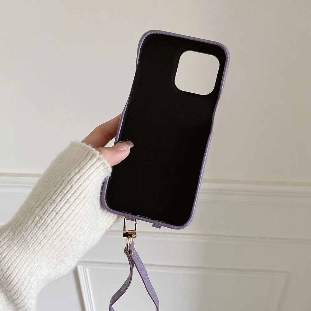 For iPhone 14 Pro Max Case Multi-Functional Card Slots Leather Back Cover with Wrist Strap - Purple - 3