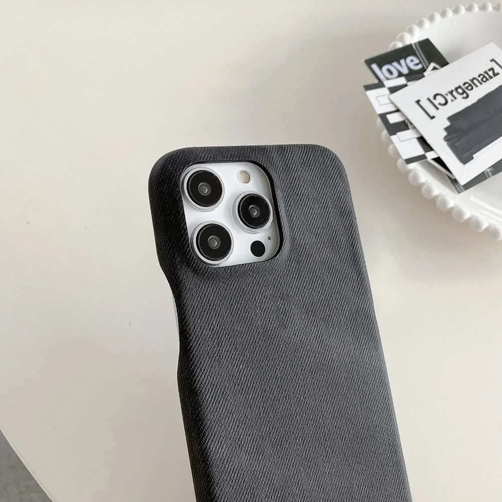 For iPhone 14 Pro Case Jeans Cloth Texture PU Leather + PET Back Cover - Black - 4