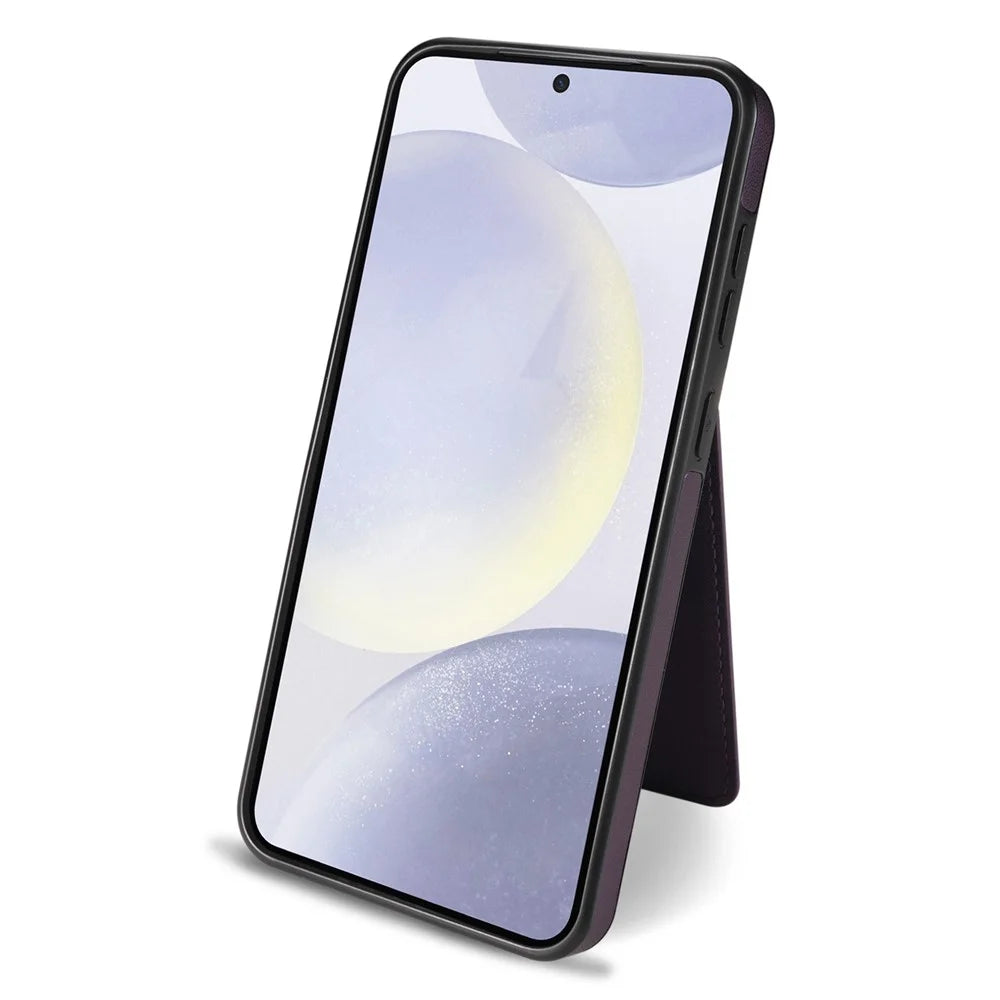 For Samsung Galaxy A55 5G Magnetic Case Detachable Card Holder Kickstand Leather Phone Back Cover - Purple - 4