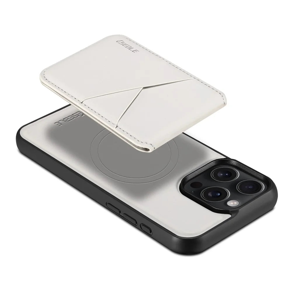 ESEBLE E3 For iPhone 15 Pro Max Magnetic Case with Detachable Card Holder Leather + TPU RFID Blocking Phone Cover - White - 3