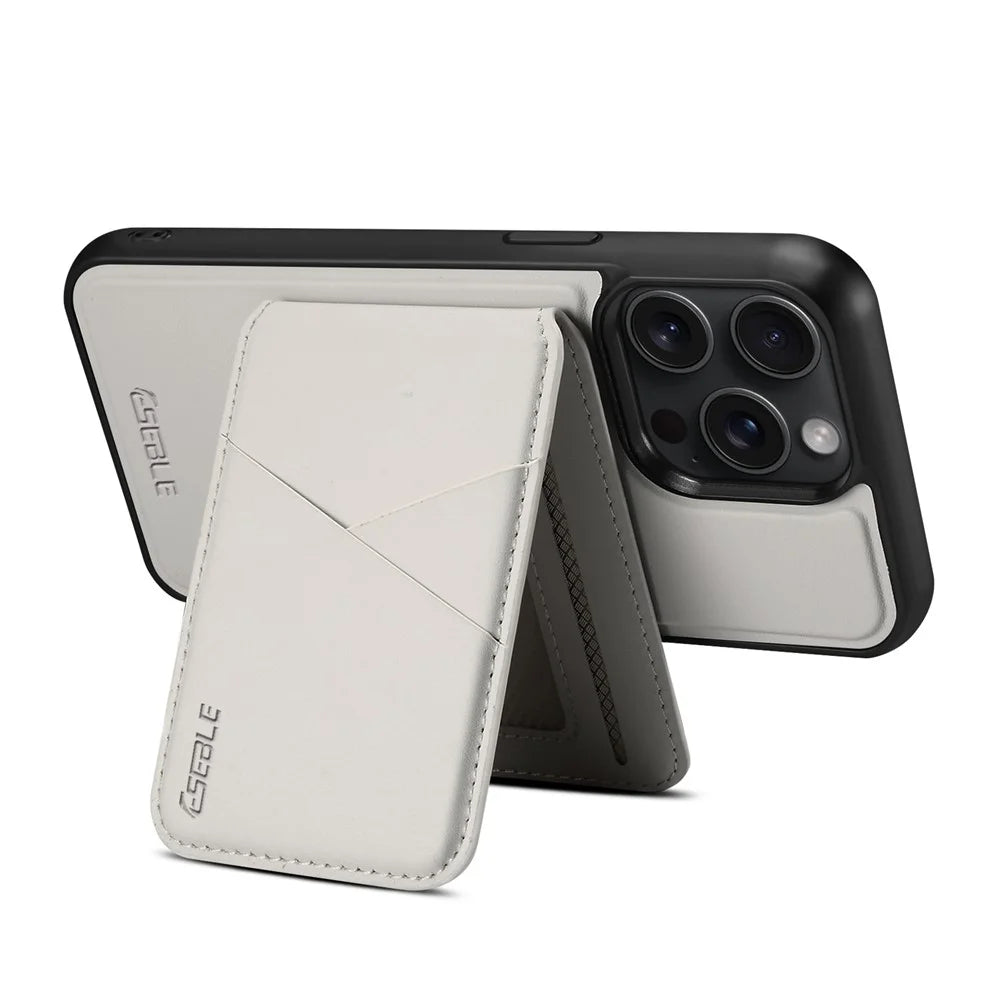 ESEBLE E3 For iPhone 15 Pro Max Magnetic Case with Detachable Card Holder Leather + TPU RFID Blocking Phone Cover - White - 5